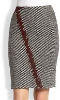 Thumbnail for your product : Fendi Leather-Stitched Wool Skirt