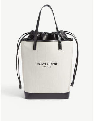Saint Laurent Black and White Teddy Tote Bag