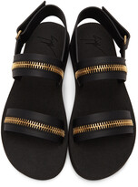 Thumbnail for your product : Giuseppe Zanotti Black & Gold Saiph Zip Sandals