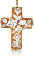 Thumbnail for your product : Del Gatto Floral Sardonyx Cameo Cross Pendant