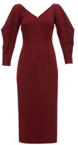 Thumbnail for your product : Emilia Wickstead Calla Wool-crepe Midi Dress - Burgundy