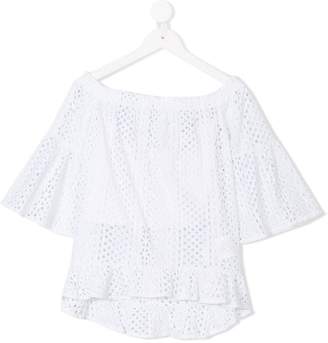 Elsy broderie anglaise pleated trim top