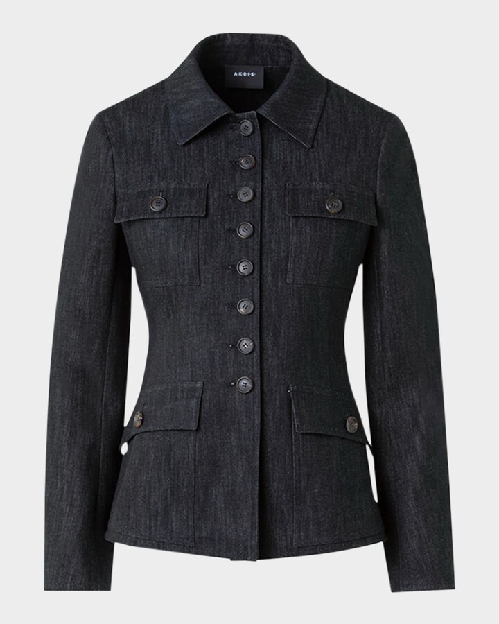 Akris Delia Cotton Denim Stretch Shirt Jacket