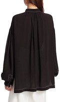 Thumbnail for your product : Proenza Schouler Silk Georgette Long Sleeve Keyhole Blouse