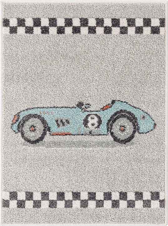 Unique Loom Race Car Whimsy Kids Throw or Area Rug