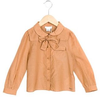 Chloé Girls' Bow-Accented Button-Up Top w/ Tags