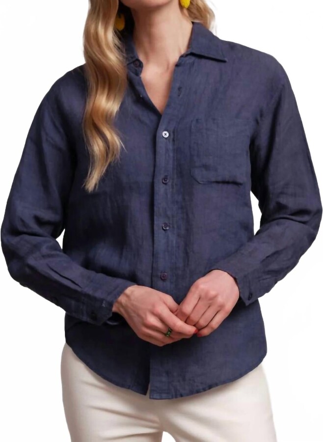 Frances Valentine Perfect Button Down Shirt In Navy