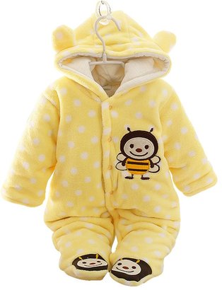 Moleya Unisex-baby Infant Toddler Cotton Long Sleeve Hoody Footie Jumpsuit Romper - Front Button