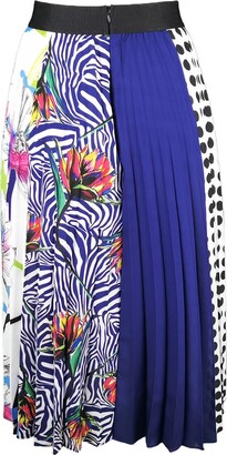 Lalipop Design Women's Multi-Color Polka Dot & Flower Print Pleated Skirt