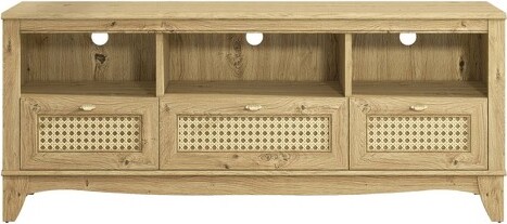 Home Essentials HomeEssentials55"TraditionalNaturalWoodTVStandforTVsupto60"withDrawerYellow:MediaConsoleforLivingRoom