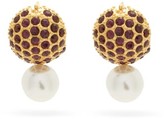 Thumbnail for your product : Erdem Faux-pearl And Crystal-embellished Earrings - Red Multi