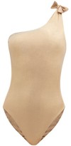 Thumbnail for your product : Sara Cristina Nerea Knotted One-shoulder Swimsuit - Gold