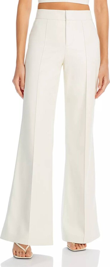 Alice + Olivia Dylan Faux Leather Pants In Off White
