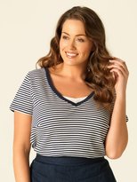 Thumbnail for your product : M&Co Plus stripe v-neck t-shirt