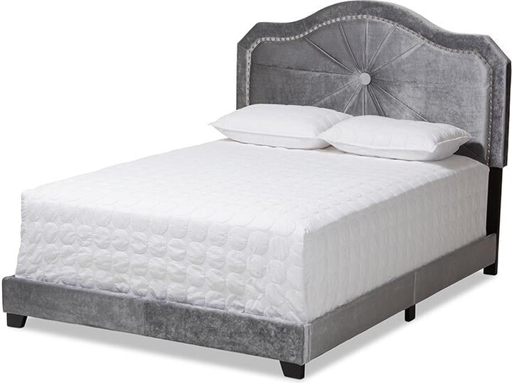 Baxton Studio Embla Modern and Contemporary Grey Velvet Fabric Upholstered King Size Bed