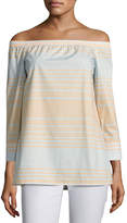 Thumbnail for your product : Lafayette 148 New York Amy Striped Off-the-Shoulder Cotton Blouse, Multi