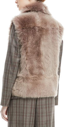 Brunello Cucinelli Zip-Front Shearling Fur Moto Vest