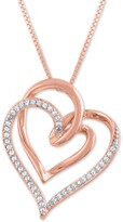 Thumbnail for your product : Macy's Diamond Intertwining Hearts 18" Pendant Necklace (1/10 ct. t.w.) in 14k Rose Gold-Plate
