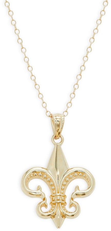 14k Weiß Gold Poliert Kostüm Fleur De Lis Design Charm Anhänger für Halskette