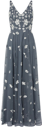 Monsoon Clemence Embroidered Maxi Dress Grey