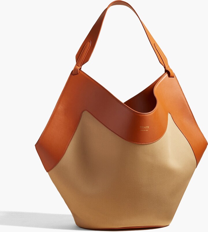 KHAITE Medium Lotus Tote in Honey and Tan Leather