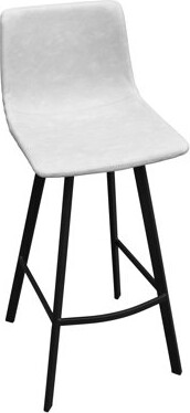 Latitude Run Modern Faux Leather Bar & Counter Stool – Armless PU Seat with Footrest Iron Legs – Side Chair for Kitchen Island Home Bar Pub Cafe