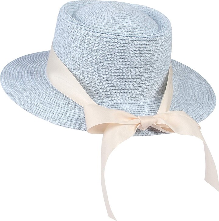 GEMVIE Woman Straw Sun Hat Sun Protection Summer Beach Hat with Bow