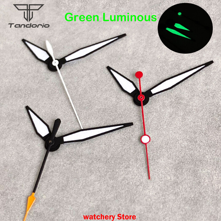 tandorio Red Black White Watch Hands Needles Green Luminous Fit NH35 NH36 NH70 Movement Men Watch Parts For Seiko Mod Parts