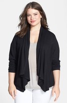 Thumbnail for your product : Sejour Slub Cotton Waterfall Cardigan (Plus Size)