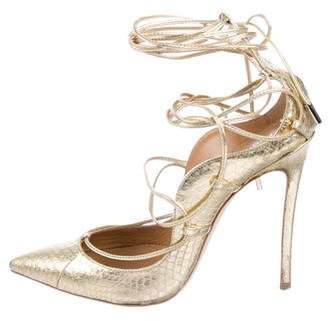 DSQUARED2 Metallic Embossed Leather Pointed-Toe Pumps