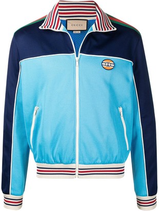 gucci technical jersey jacket blue