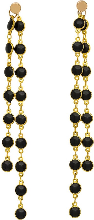 Rejected Hearts Club Love Story Black Double Sided Dangle Lentil Beaded Chain Earrings