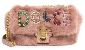Dolce & Gabbana Faux Fur Logo Shoulder Bag