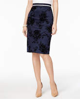 Thumbnail for your product : NY Collection Flocked-Velvet Pencil Skirt