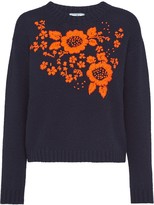 Thumbnail for your product : Prada Floral-Embroidered Knitted Jumper