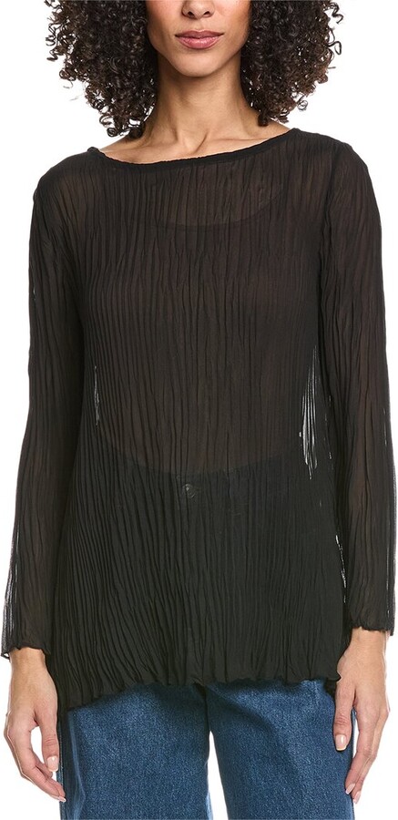 Eileen Fisher Bateau Neck Silk Tunic