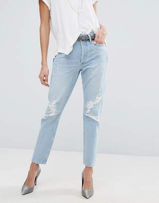 A Gold E A-Gold-E Jamie Hi Rise Straight Jean With Rips