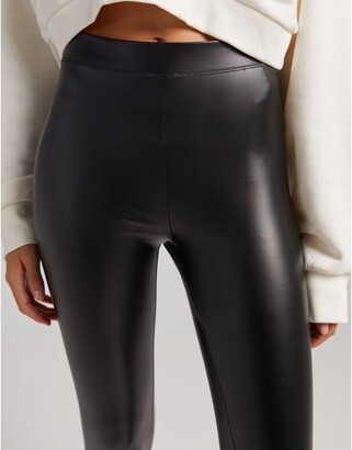 Bershka faux leather legging in black - ShopStyle
