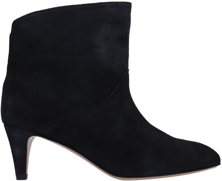 Isabel Marant Defya High Heels Ankle Boots In Black Suede - ShopStyle