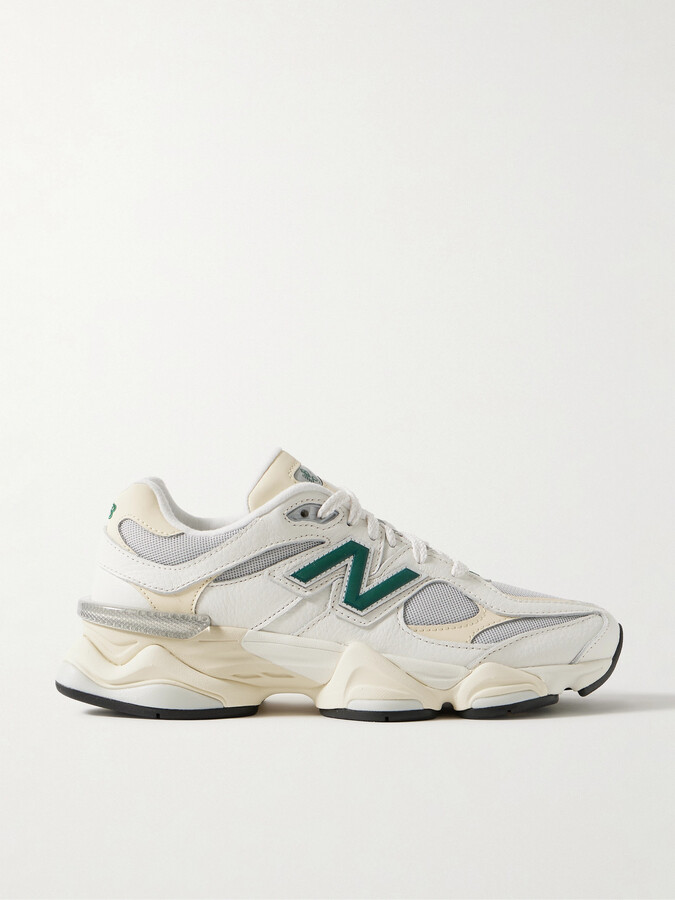 New Balance 9060 Rubber-trimmed Textured-leather And Mesh Sneakers - Off-white