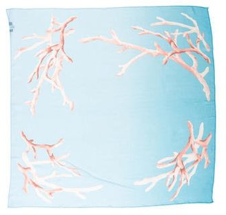 Oscar de la Renta Coral Printed Silk Scarf