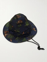 Thumbnail for your product : Norbit by Hiroshi Nozawa - Webbing-Trimmed Printed Canvas Bucket Hat - Men - Blue
