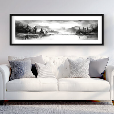 Lark Manor By the lake - Gray Trees Framed Matted Print for Home Decor