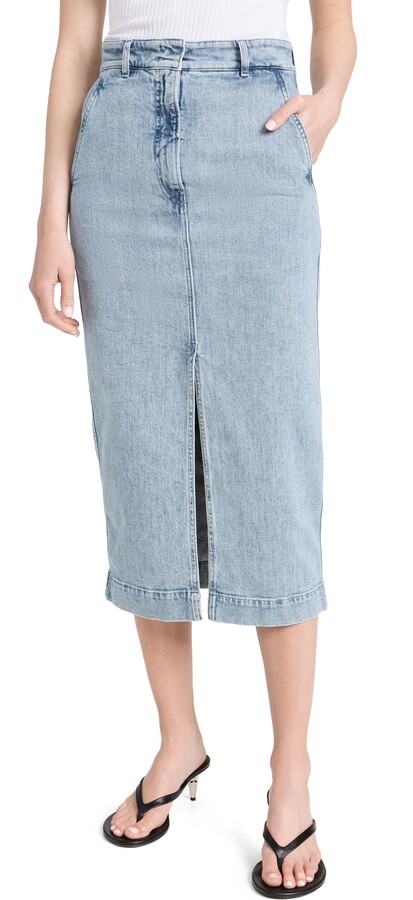 ANOTHER TOMORROW Denim Pencil Skirt