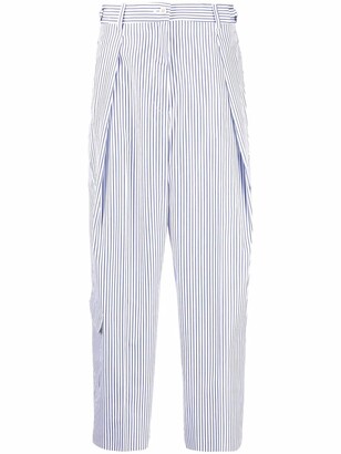 Alberto Biani Striped Invert-Pleat Trousers