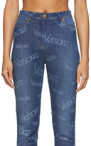 Thumbnail for your product : Versace Blue Logo Stamp Jeans