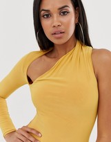 Thumbnail for your product : Club L London Petite one sleeve bodycon dress in yellow