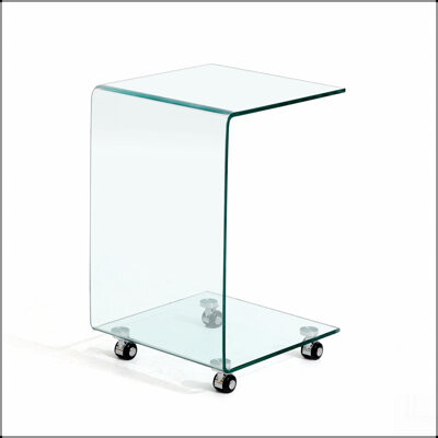 Ivy Bronx C-shaped Clear Glass Side & End Table, Tempered Glass End Table Small Table