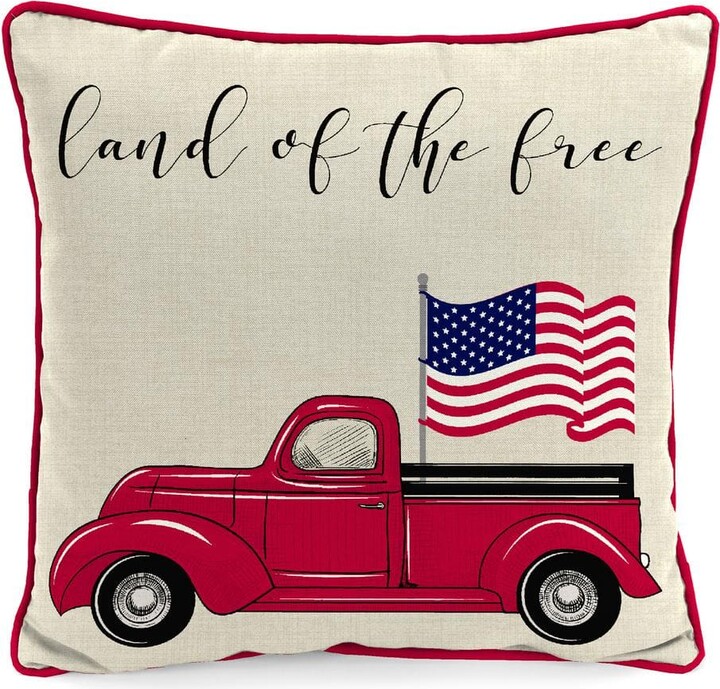 Jordan Manufacturing 18 in. L x 18 in. W x 5 in. T Outdoor Throw Pillow in Land of the Free Flag
