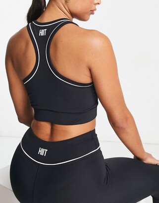 HIIT scoop neck bra with piping in black - ShopStyle